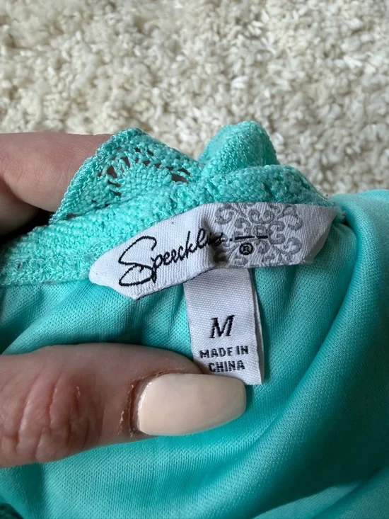 Speechless strapless y2k, vintage slotted Lace Maxi Dress in Aqua Blue - Picture 7 of 7